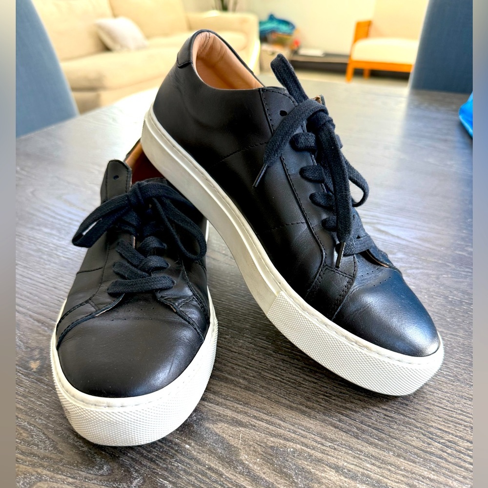 GREATS Women’s Black Leather Trainers in size 10